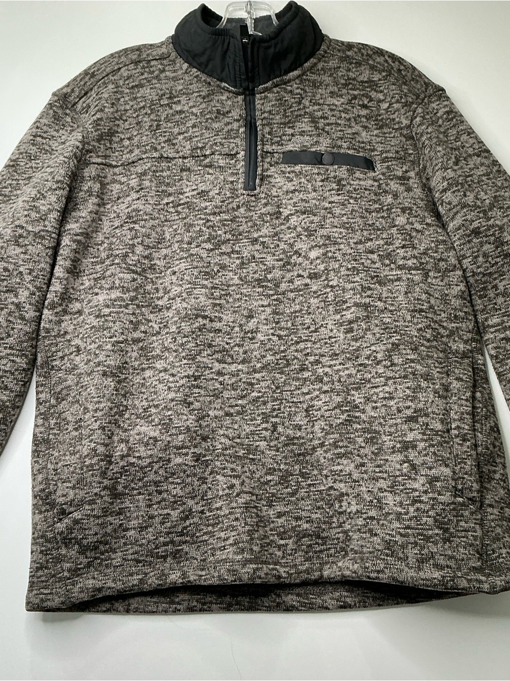 Eddie Bauer Pullover Sweater Mens M Digital Gray 1/4 Zip Fleece Lined w/ Pockets